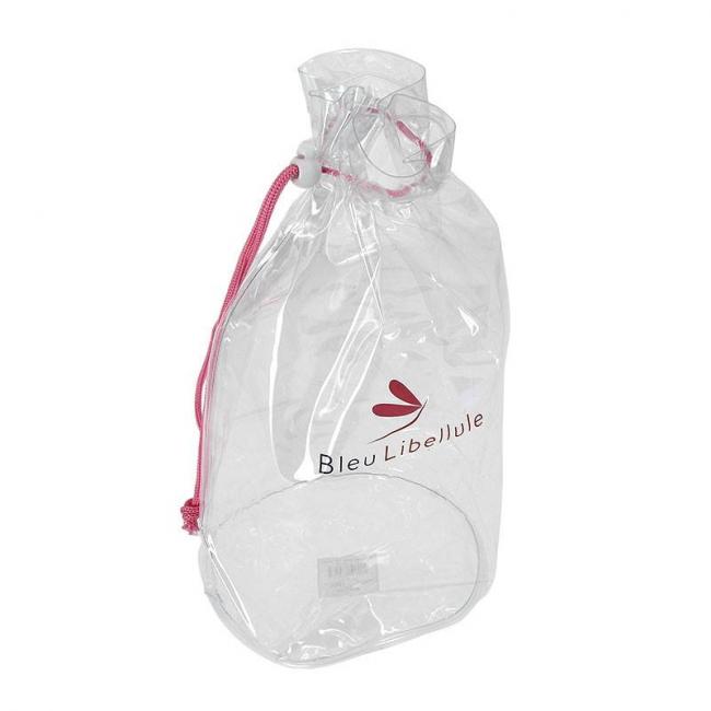 Grand pochon transparent Bleu Libellule 17 x 35cm