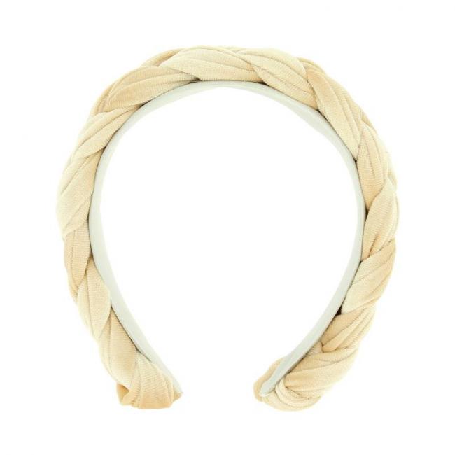 Serre-t&ecirc;te en velours tr&eacute;ss&eacute; Beige