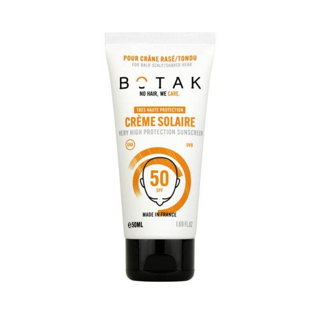Cr&egrave;me solaire SPF50 pour cr&acirc;ne ras&eacute;/tondu