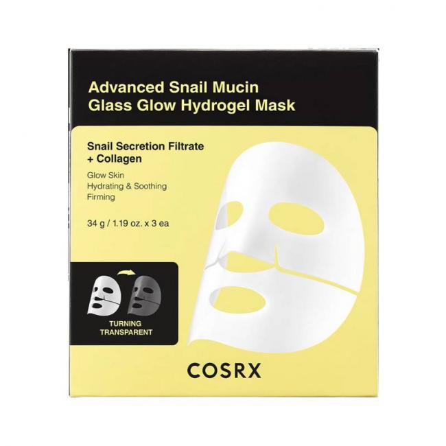 3 Masques hydrogel Advanced Snail Mucin Glass Glow &ndash; hydratation, &eacute;clat