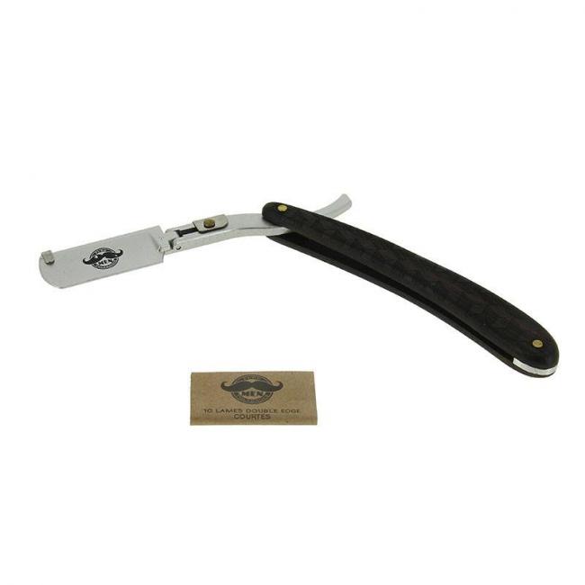 Rasoir &agrave; lame interchangeable Bois Black + 10 lames double edge courtes