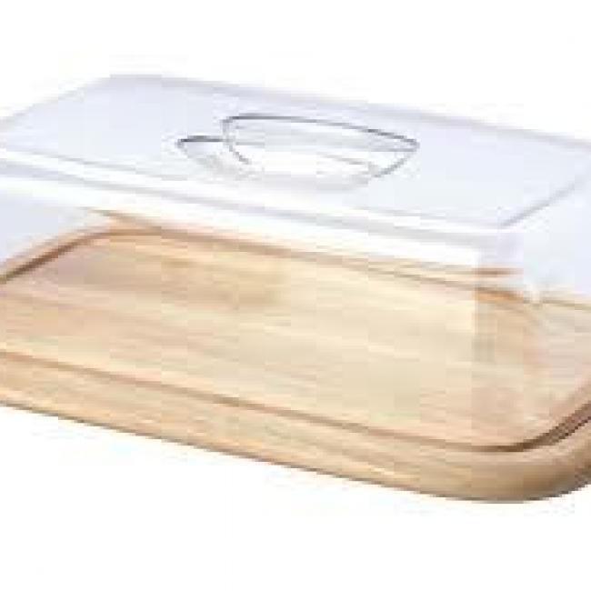 Plateau + cloche 30X20X8 HEVEA
