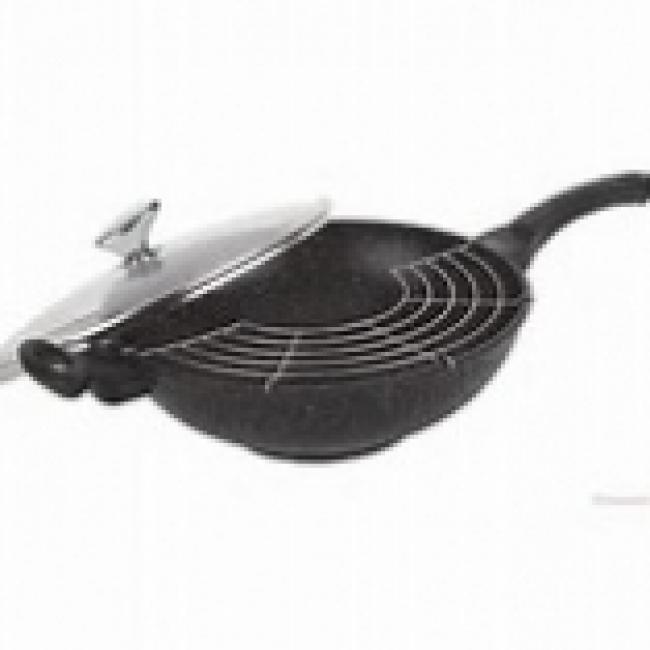 Wok 32cm + couv + grille PIERRE