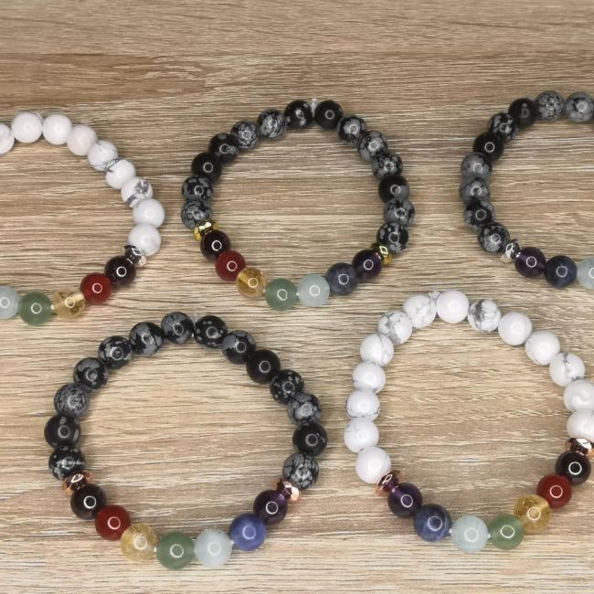 Bracelet noir ou blanc 7 Chakras