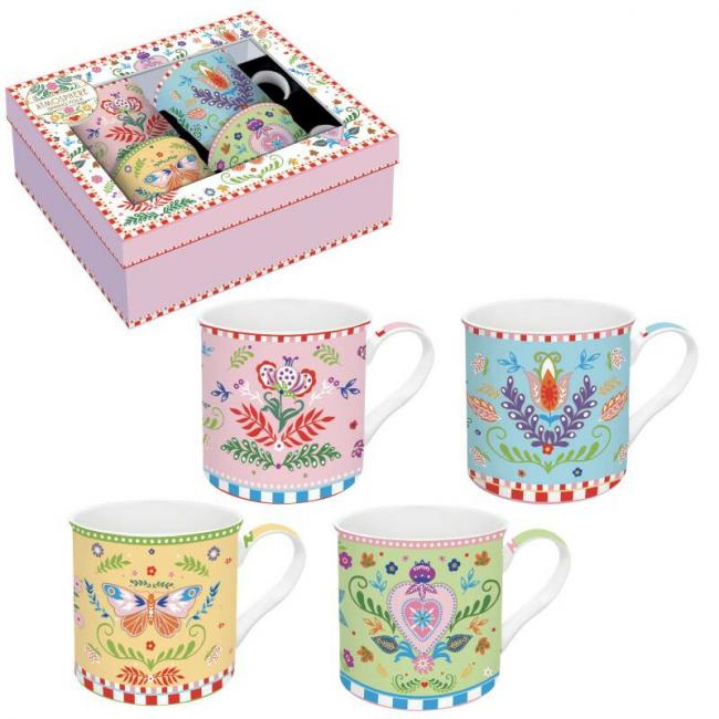 Coffret 4 mugs 30cl SPRING FOLK