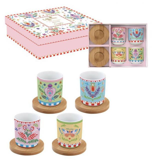 Coffret 4 tasses café SPRING FOL