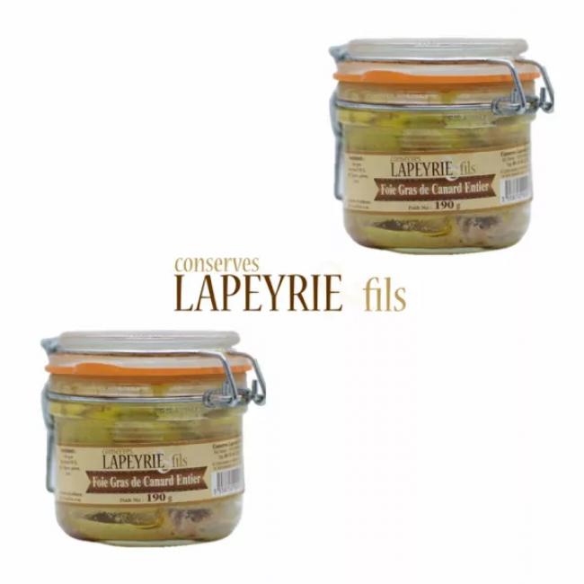 Lot de 2 Foies gras de canard entier du Sud-Ouest en 190 g.