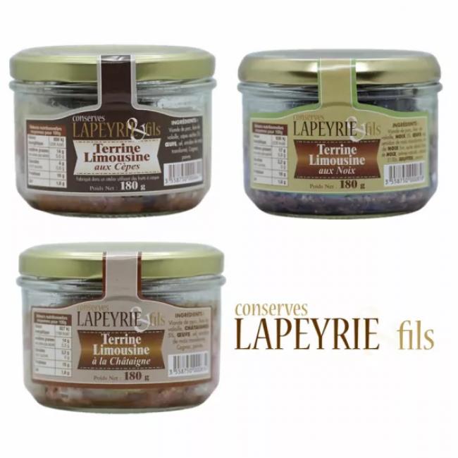 Lot de Terrines du Limousin : Cèpes, Noix et Châtaignes