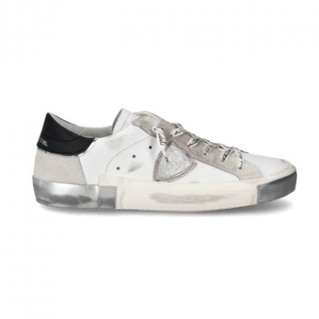 Basket basse Prsx femme blanc et argent