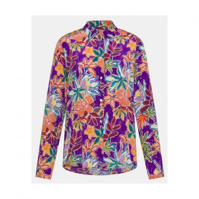 MEUDON EN SOIE CRÊPE DE CHINE IMPRIMÉES MULTICOLORE VIOLET