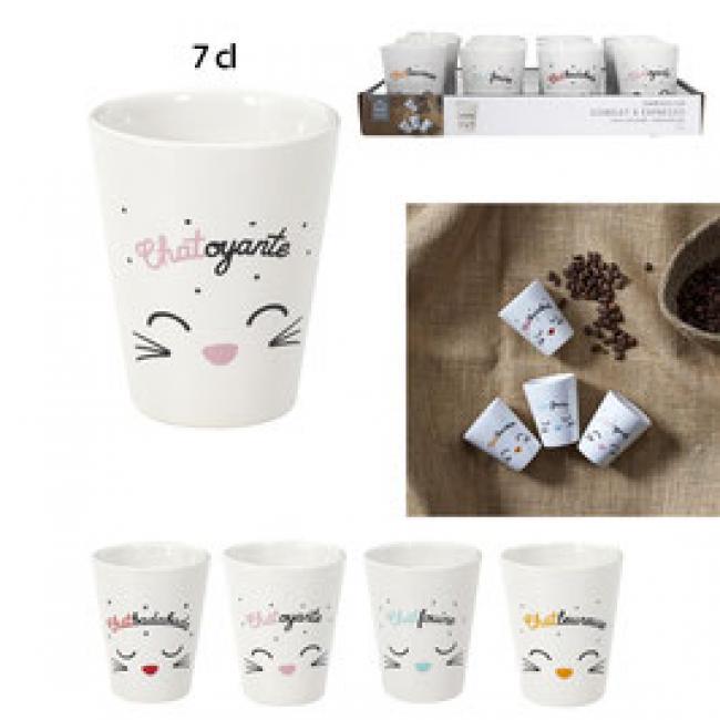 GOBELET EXPRESSO CHAT 7CL - 4 MODÈLES ASSORTIS