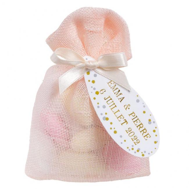 POCHETTE LIN ETIQUETTE DECOR OR & ARGENT ROSE