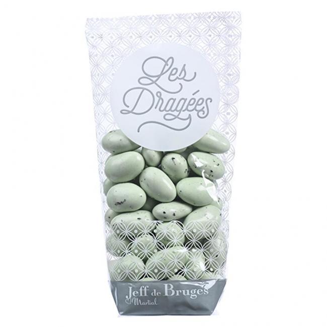 Sachet dragées amande gianduja vert amande