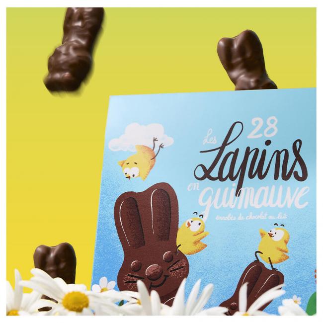 Boite 28 lapins guimauve chocolat au lait