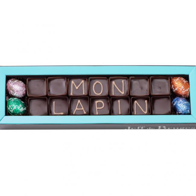 Boite à message oeufs et chocolats fourrés - Pâques - 2 lignes
