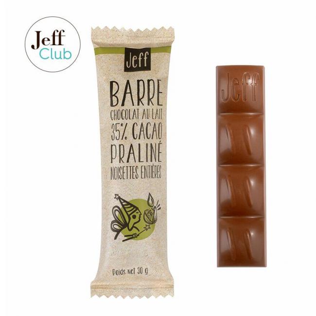 Barre de chocolat au Lait et Praliné Noisettes Entières