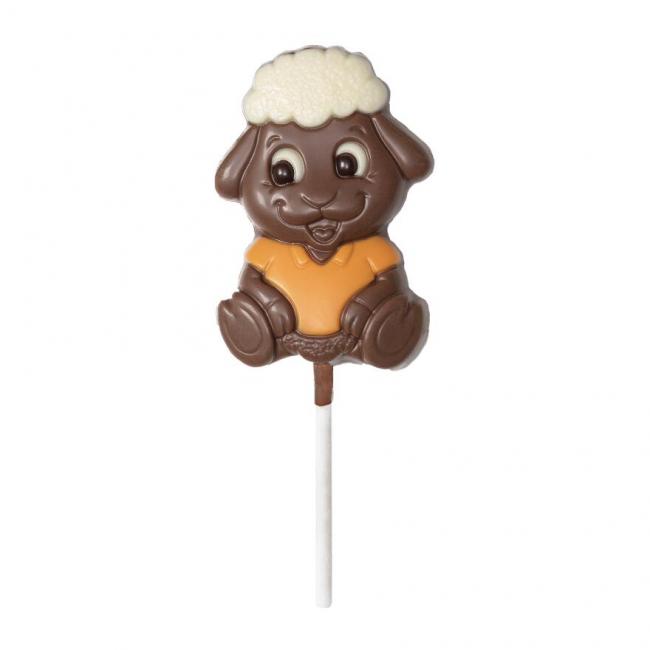 Sucette mouton Loïc en chocolat au lait
