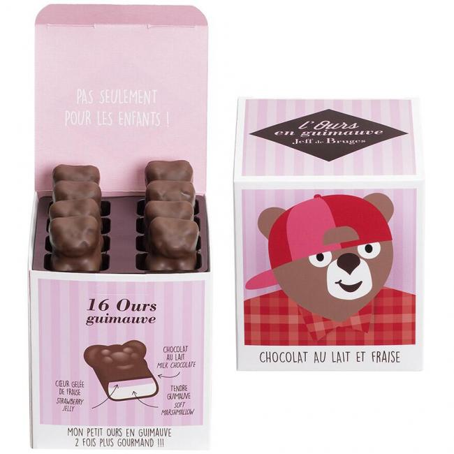 Cube 16 ours guimauve chocolat au lait et fraise