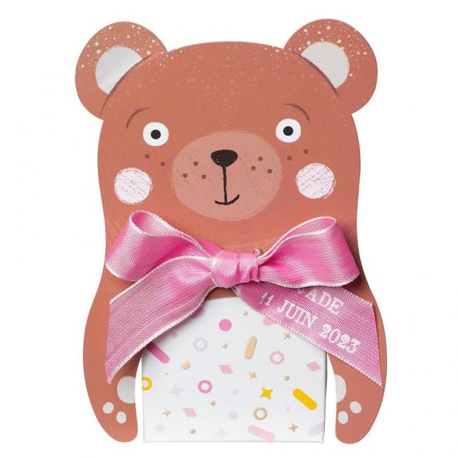 Biscotte étui confettis rose avec ruban
