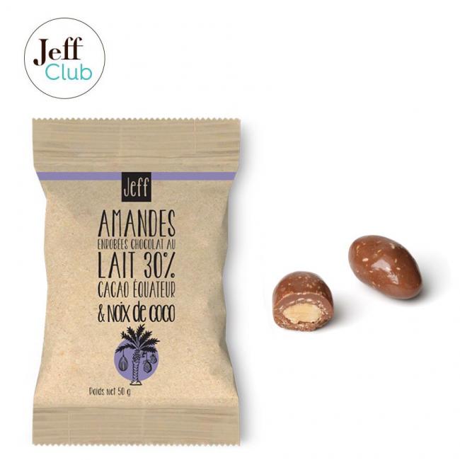 Amandes enrobées de chocolat au lait et noix de coco 50 g