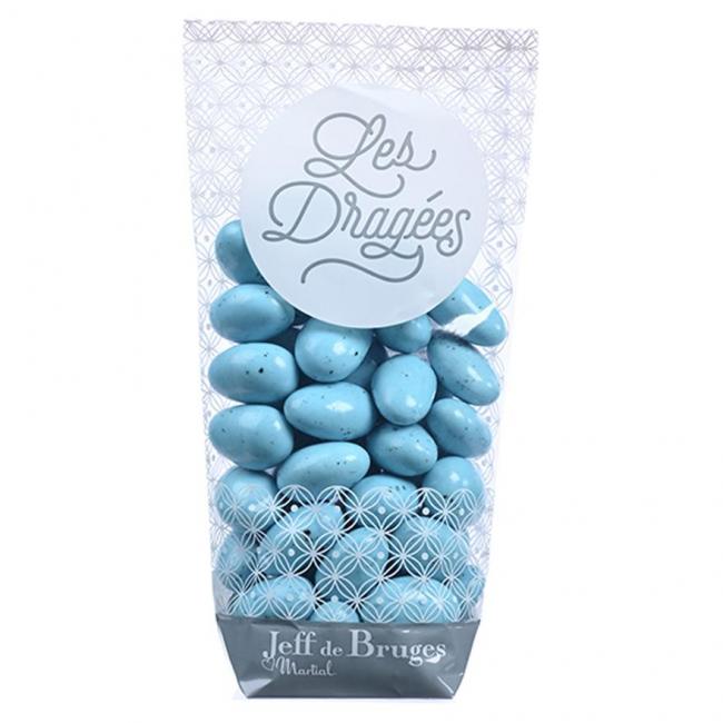 Sachet dragées amande gianduja bleu turquoise