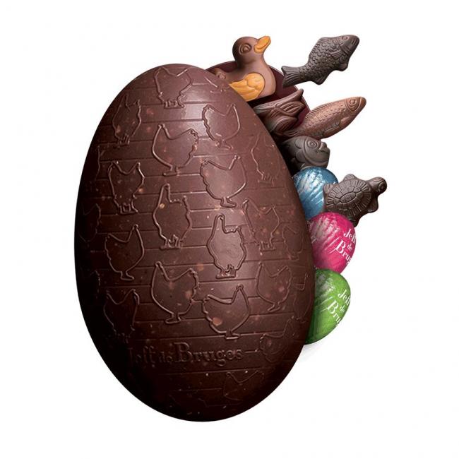 Oeuf croustillant 15 cm en chocolat noir garni sans personnalisation
