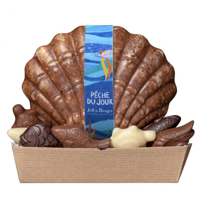 Coquille St Jacques en chocolat au lait marbré