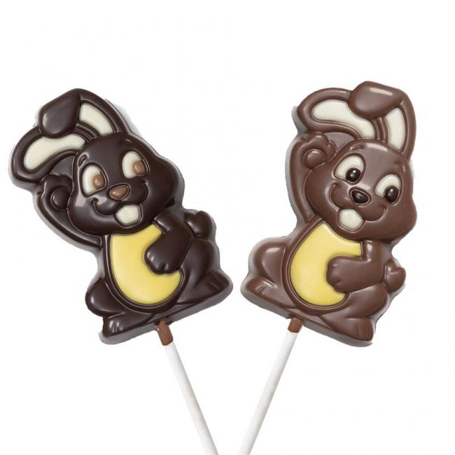 Sucette lapin Pierre en chocolat au lait ou noir