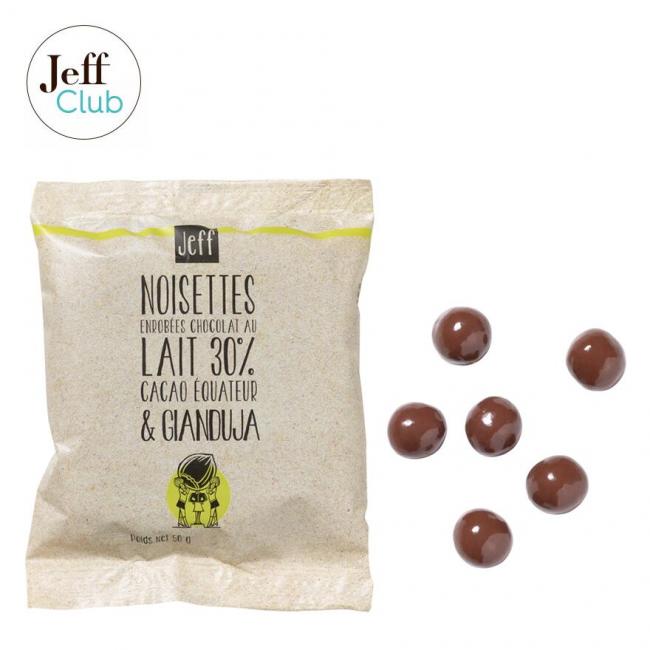 Sachet noisettes chocolat au lait et gianduja 50 g