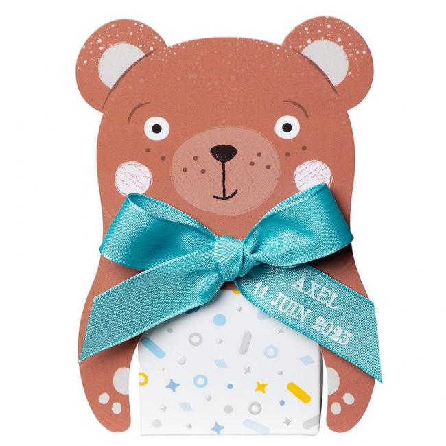 Biscotte étui confettis bleu avec ruban