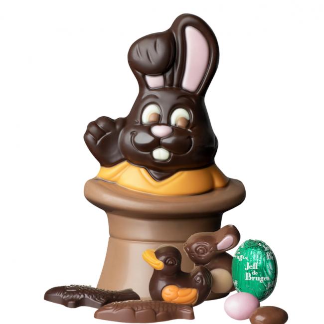 Lapin magicien Owen en chocolat noir garni
