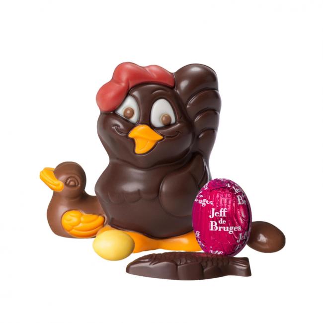 Coq Marcel en chocolat noir garni