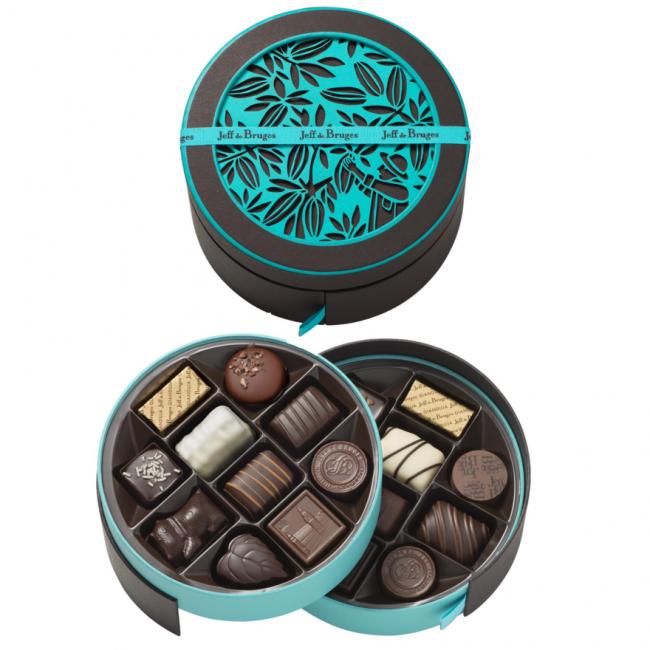 Boite ronde marron 20 chocolats assortis
