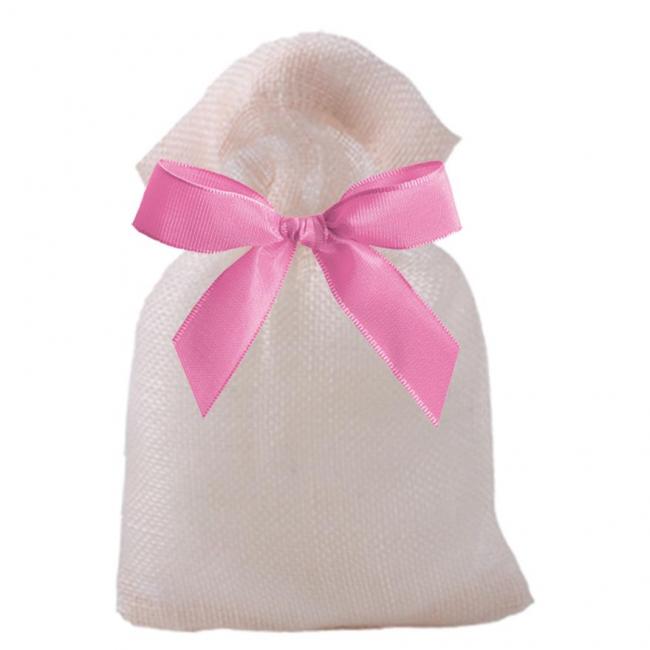 POCHETTE LIN ROSE PALE AVEC RUBAN