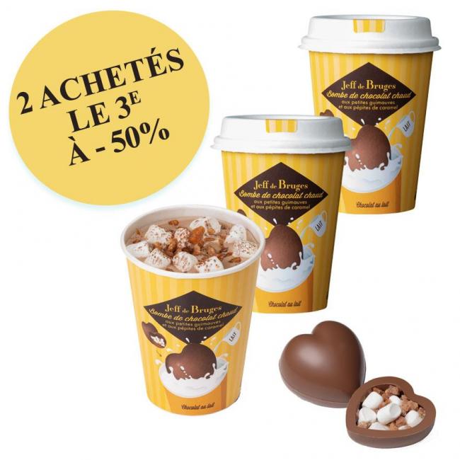 3 bombes cœur de chocolat lait caramel et ses petites guimauves par Jeff de bruges