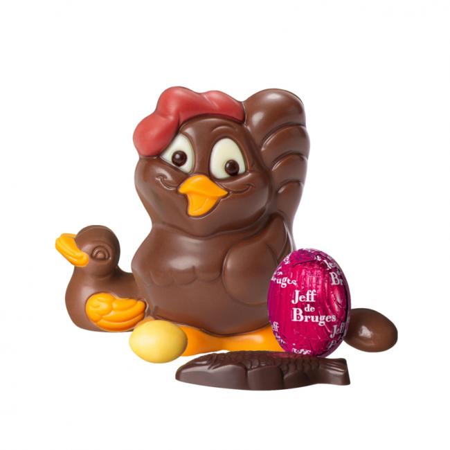 Coq Marcel en chocolat au lait garni
