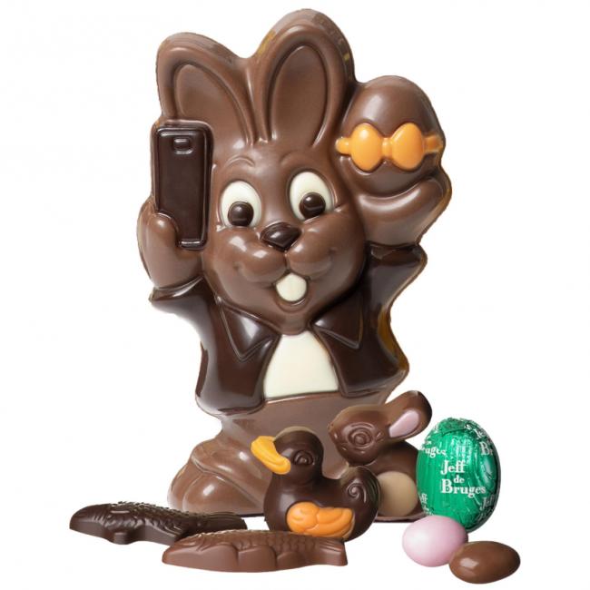 Lapin Basile en chocolat au lait garni