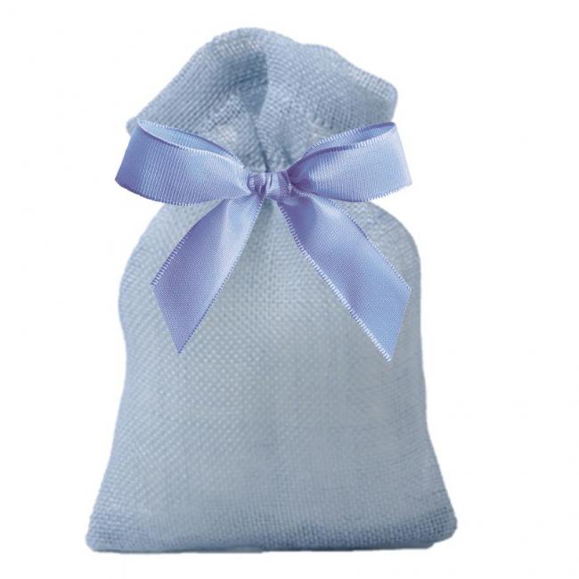 POCHETTE LIN BLEUE AVEC RUBAN
