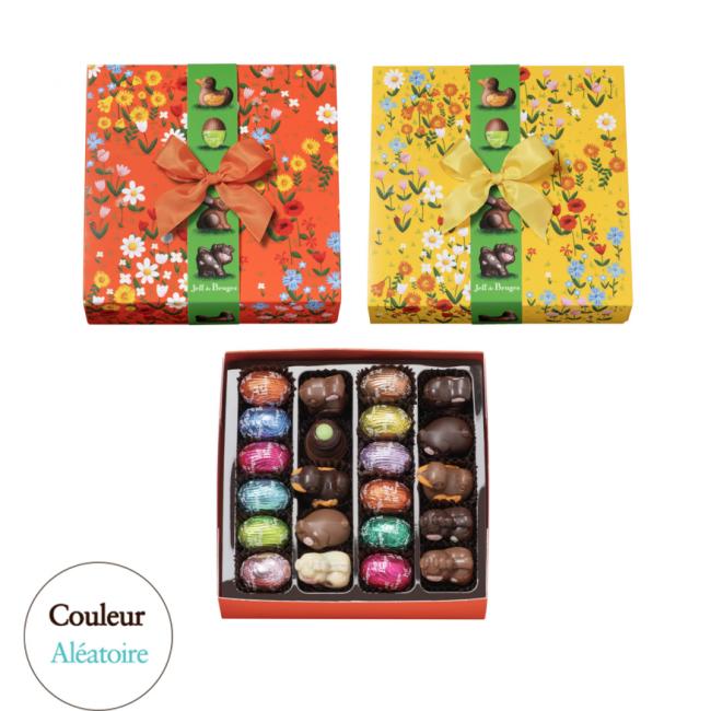 Petite boite fleurs chocolats de Pâques