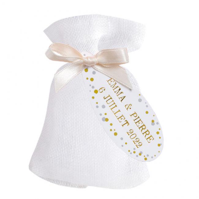POCHETTE LIN ETIQUETTE DECOR OR & ARGENT