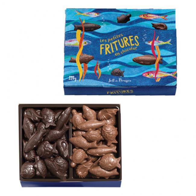 Boite de fritures en chocolat au lait et noir