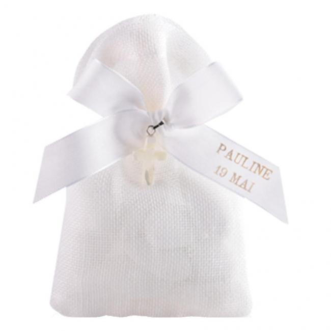 POCHETTE LIN BLANC AVEC RUBAN