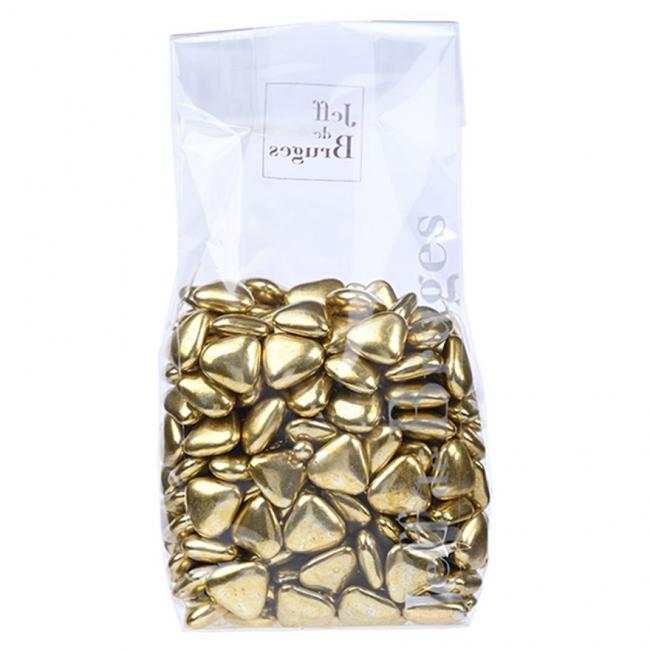 Sachet Petits cœurs or décor chocolat noir