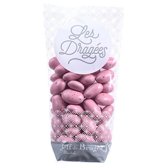 Sachet dragées amande gianduja rose pétunia