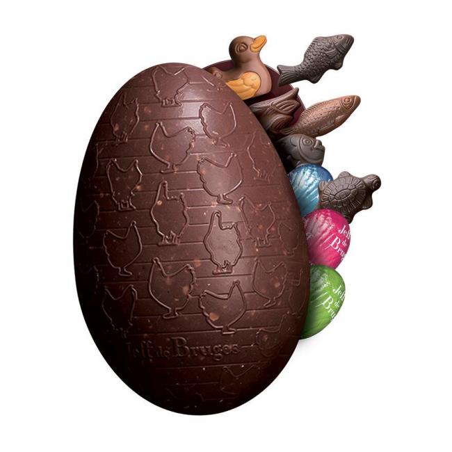 Oeuf croustillant 13 cm en chocolat noir garni sans personnalisation