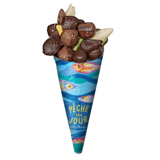 Cornet de poissons et ses fritures en chocolat