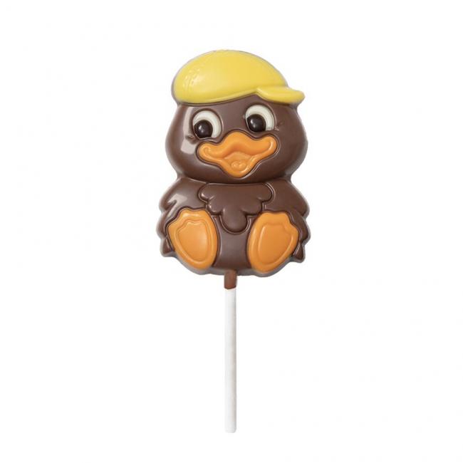 Sucette canard Samuel en chocolat au lait