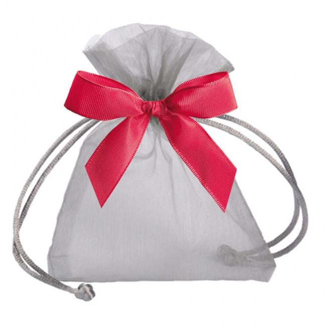 POCHETTE ORGANDI GRISE AVEC RUBAN