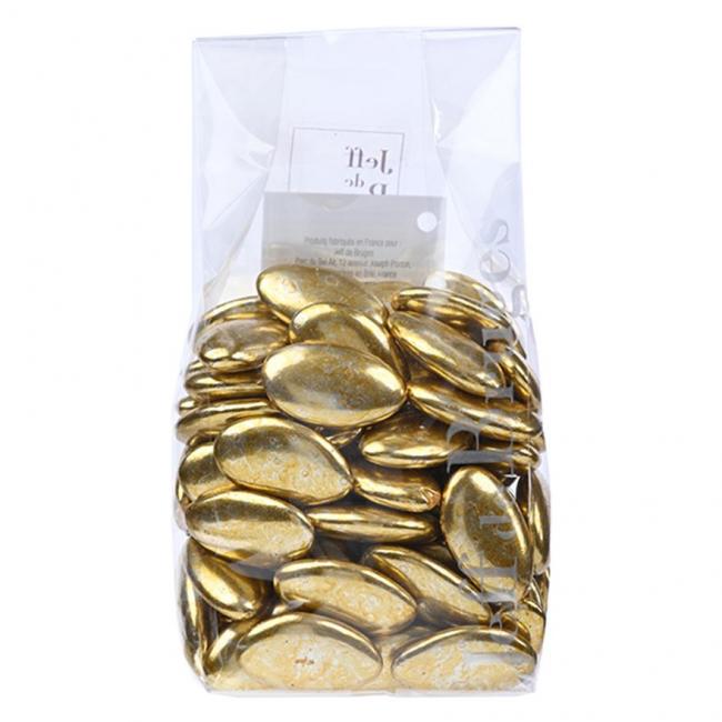 Sachet dragées chocolat noir 50 % de cacao décor or