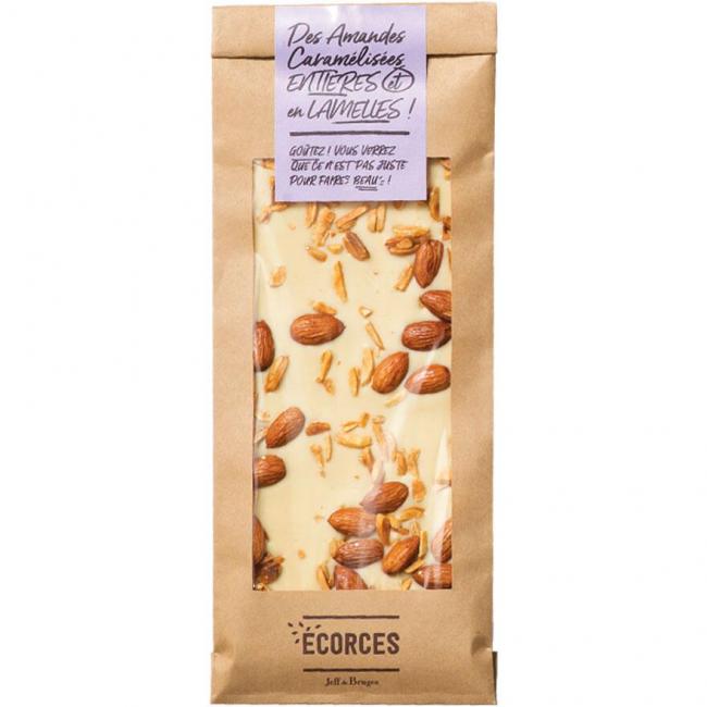Écorce chocolat blanc et amandes caramélisées